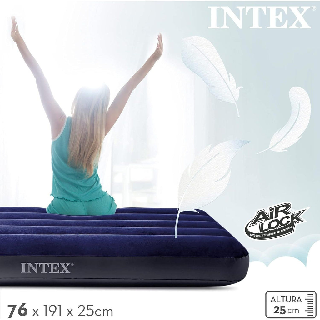 INTEX Colchón Hinchable, Colchon Inflable, Rápido Hinchado, Alta Resistencia con Extra de Firmeza, Comodidad y Durabilidad, Apto para Interior y Exterior, Hecho de Miles de Fibras de Poliéster que no se Estiran ni por el Tiempo ni por el Uso