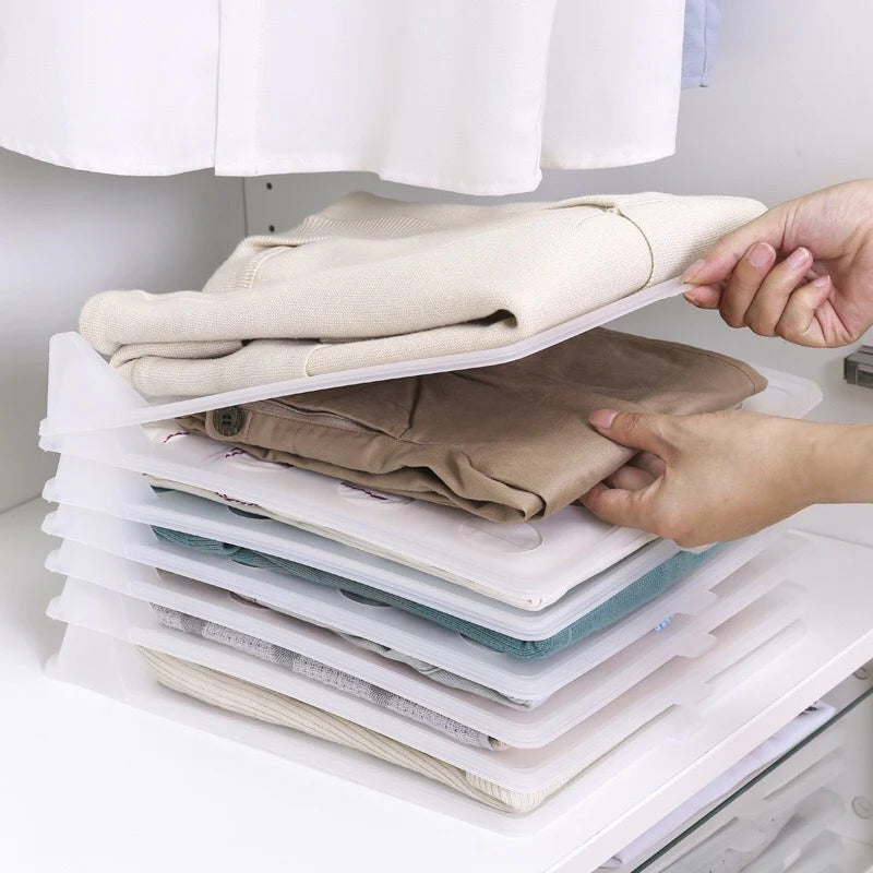 x10 Separador de Ropa, Organizador Ropa, Divisor Ropa, Separadores de Plástico, Organizador de Camisas, Camisetas, Ropa. Resistente, Antihumedad y Antiarrugas, Organiza Armarios, Cajoneras y Estanterías