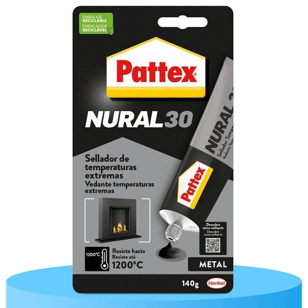 Pattex Nural 30 Sellador para Temperaturas Extremas, Sellador de Juntas Resistente a Altas Temperaturas, Pegamento Especial para Estufas y Chimeneas, 140g