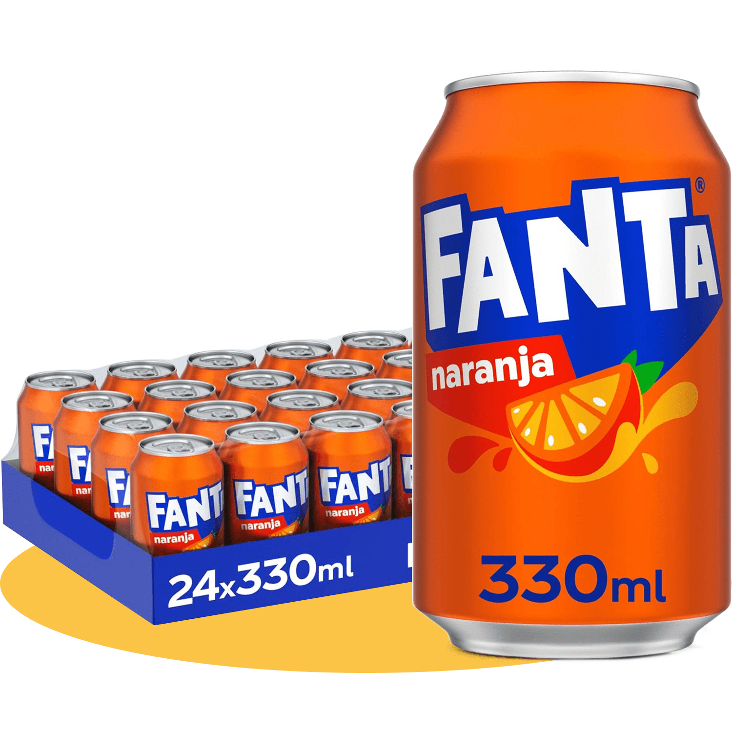 Fanta Naranja, Refresco con 8% de Zumo de Naranja, Bajo en Calorías, Pack Ahorro de 24 Latas de 330ml