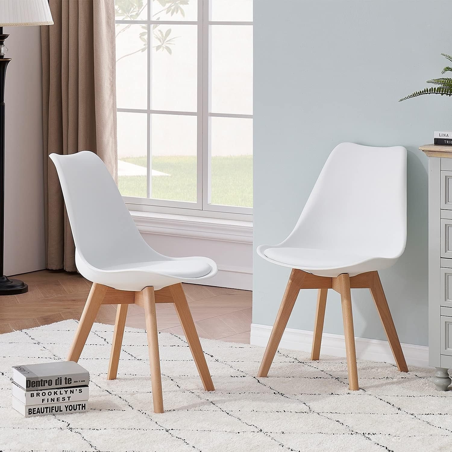 Sillas para Comedor, Sillas de Cocina con Asiento Blando, Tapizado y Patas Resistentes de Madera de Haya