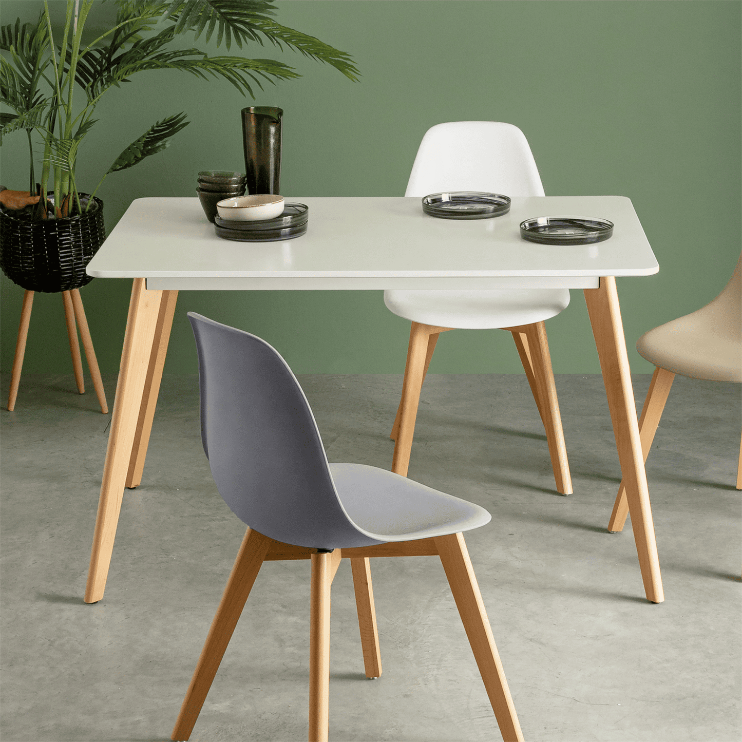 1/2/4/6 Unidad Sillas para Comedor, Sillas para Cocina con Asiento Blando, Tapizado y Patas Resistentes de Madera de Haya, Sillas Nórdicas
