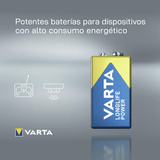 Pilas 9V Alcalinas, Pilas 9v Cuadradas de Alto Rendimiento, VARTA Longlife Power, Ultra Larga Duración, Energía Continua, Ideal para Detectores de Humo, Micrófonos Inalámbricos, Pedales de Guitarra, Multímetros, Electrodomésticos