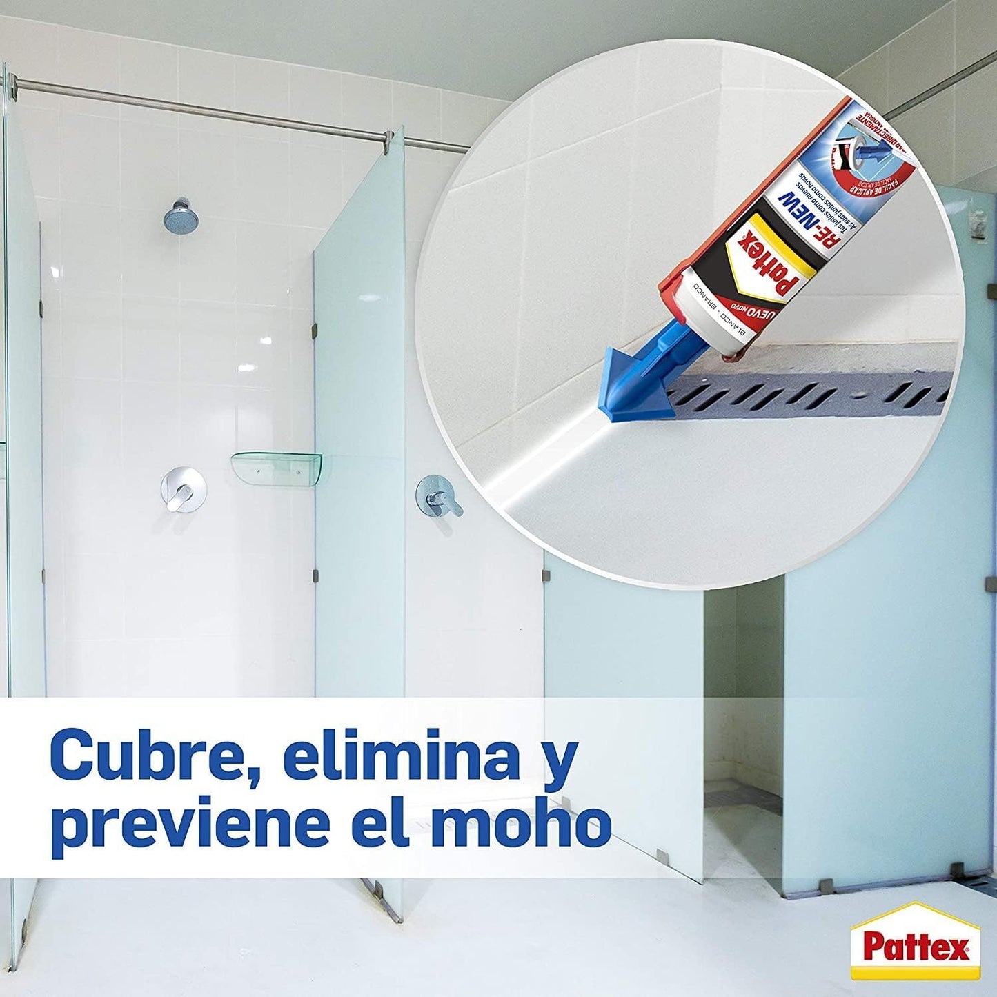 Pattex RE-NEW, Silicona Blanca para Baños, Blanqueador de Juntas, Sellador Universal Impermeable con Triple Resistencia, 280ml