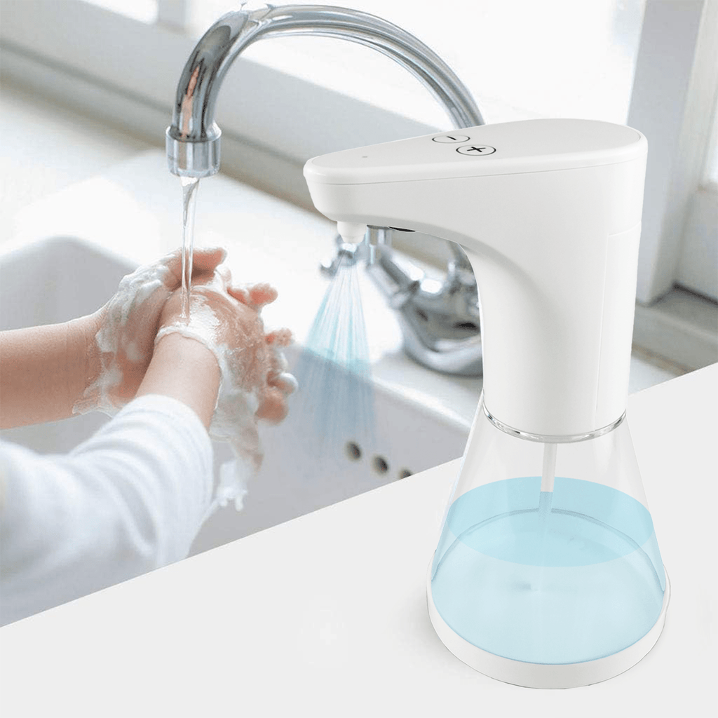 Dispensador Jabon Automático de 500ml, Sensor Automático, 5 Niveles de Dosificación, Ideal para Baño y Cocina, Funciona con 4 Pilas AA (no incluidas), Modo Spray