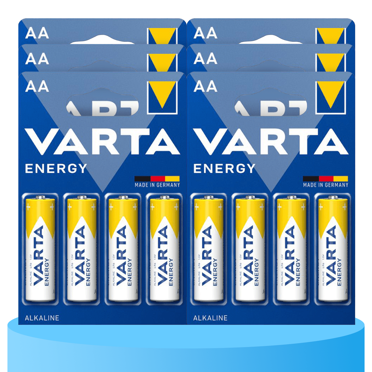 Pilas AA Alcalinas de Alto Rendimiento, VARTA Energy, Larga Duración, Energía Continua, Ideal para Controles Remotos, Juguetes Electrónicos, Linternas, Lámparas, Relojes, Cámaras y Otros Dispositivos de Uso Diario - VARTA