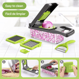 Cortador Verduras Manual Multifuncional, Múltiples Accesorios y Cuchillas, Incluye Recipiente, Pelador y Filtro, para Preparación Fácil de Comidas, Cortador Profesional para Verduras y Frutas