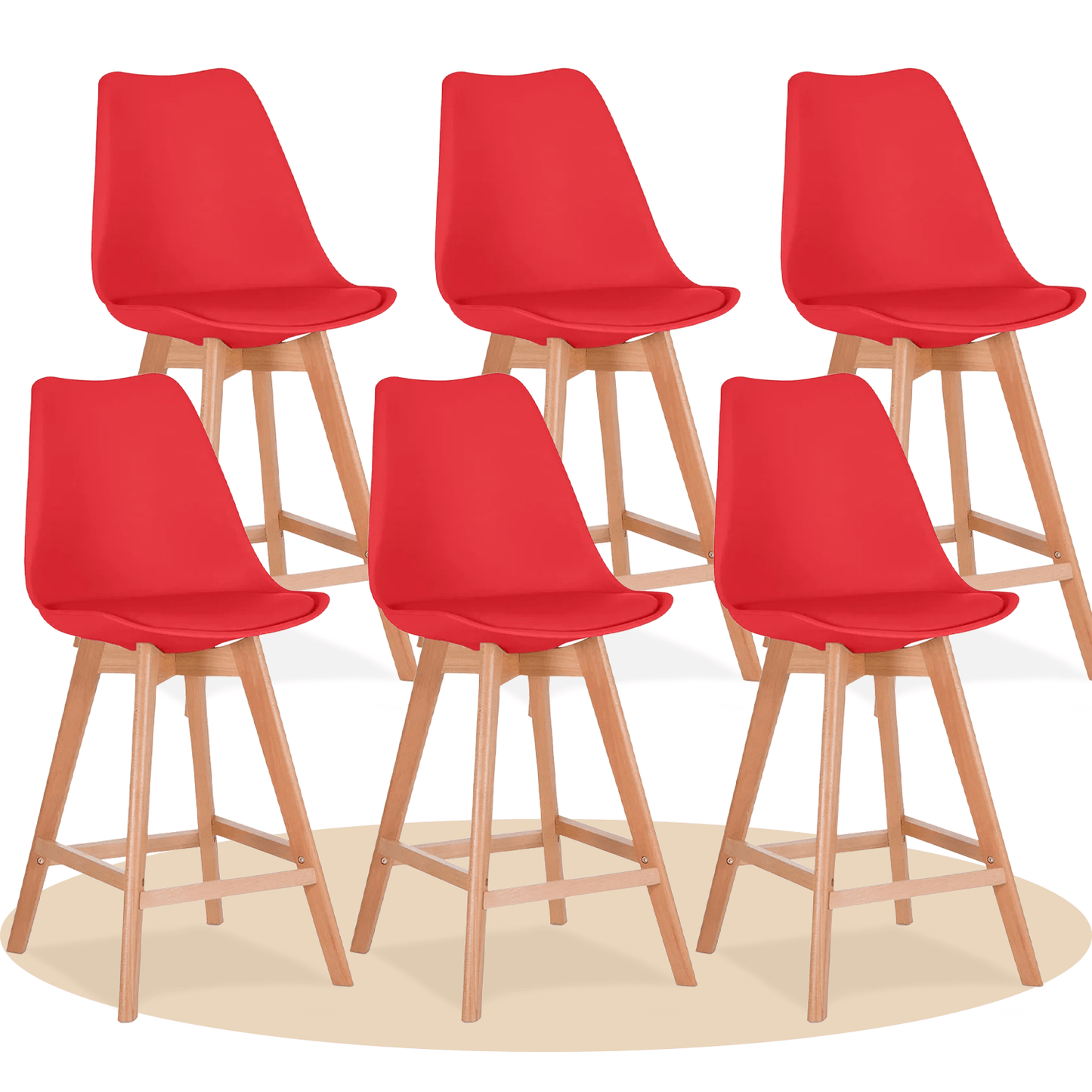 Taburete Alto Cocina con Respaldo, Asiento Blando y Tapizado, Patas Altas Resistentes de Madera de Haya con Reposapiés, Sillas Nórdicas, Ideal para Cocina, Salón, Comedor y Restaurante, 54.5 x 49.5 x 106 cm