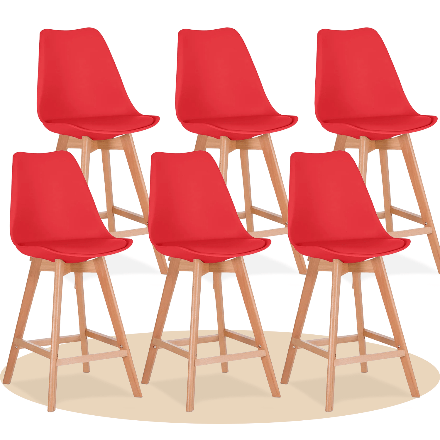 Taburete Alto Cocina con Respaldo, Asiento Blando y Tapizado, Patas Altas Resistentes de Madera de Haya con Reposapiés, Sillas Nórdicas, Ideal para Cocina, Salón, Comedor y Restaurante, 54.5 x 49.5 x 106 cm