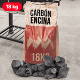 Carbón Barbacoa 18kg, Carbón Encina Ideal para Barbacoas, Gran Duración y Exquisito Aroma, Saco de 18kg