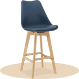 Taburete Alto Cocina con Respaldo, Asiento Blando y Tapizado, Patas Altas Resistentes de Madera de Haya con Reposapiés, Sillas Nórdicas, Ideal para Cocina, Salón, Comedor y Restaurante, 54.5 x 49.5 x 106 cm