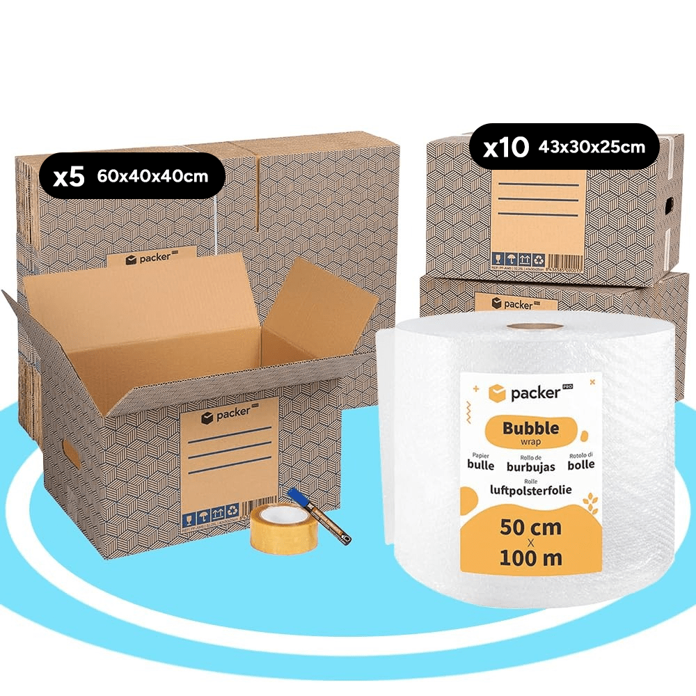 Caja Cartón para Mudanzas y Almacenaje Ultra Resistentes con Asas