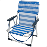 Silla Plegable Playa Reclinable y Resistente. Soporta hasta 100kg. Posición fija. Sistema Antivuelco. Ideal para Playa, Jardín, Terraza o Camping. 44x40x72cm