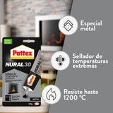 Pattex Nural 30 Sellador para Temperaturas Extremas, Sellador de Juntas Resistente a Altas Temperaturas, Pegamento Especial para Estufas y Chimeneas, 140g