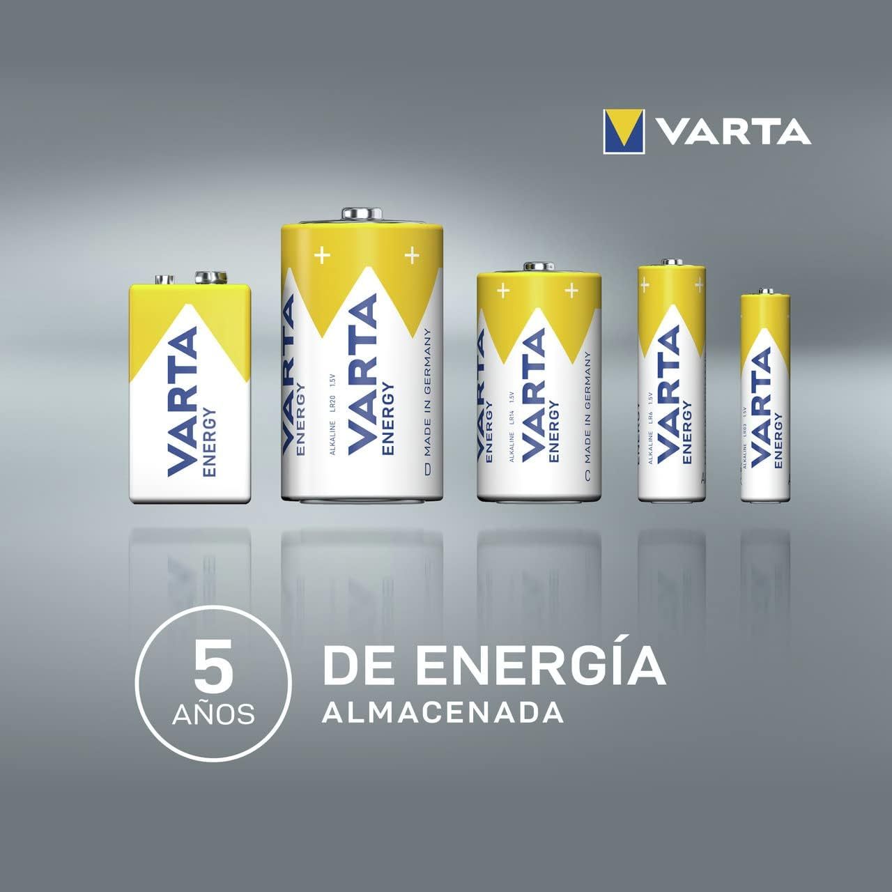 Pilas 9V Alcalinas, Pilas 9v Cuadradas de Alto Rendimiento, VARTA Energy, Larga Duración, Energía Continua, Ideal para Detectores de Humo, Micrófonos Inalámbricos, Pedales de Guitarra, Multímetros, Electrodomésticos
