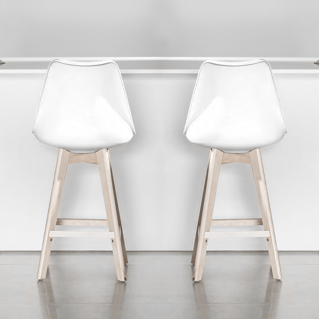 Taburete Alto Cocina con Respaldo, Asiento Blando y Tapizado, Patas Altas Resistentes de Madera de Haya con Reposapiés, Sillas Nórdicas, Ideal para Cocina, Salón, Comedor y Restaurante, 54.5 x 49.5 x 106 cm
