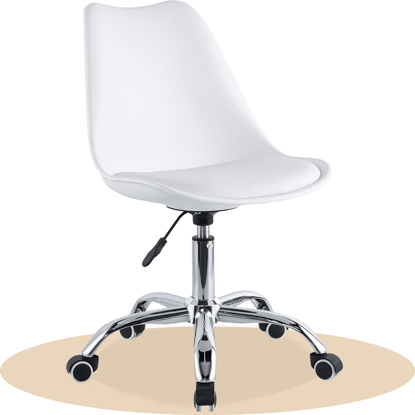 Silla Escritorio Ergonómica con Ruedas, Silla Oficina Giratoria con Altura Ajustable, Acolchada, Estilo Nórdico, Ideal para Estudio y Oficina