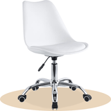 Silla Escritorio Ergonómica con Ruedas, Silla Oficina Giratoria con Altura Ajustable, Acolchada, Estilo Nórdico, Ideal para Estudio y Oficina