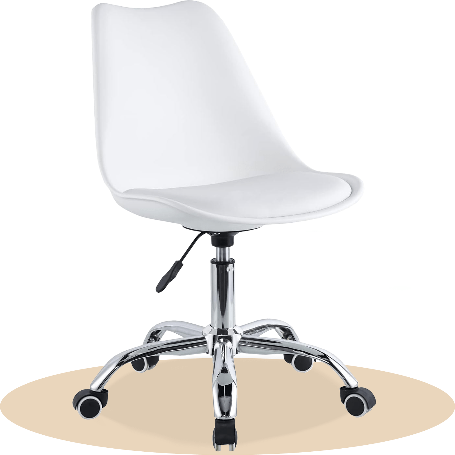 Silla Escritorio Ergonómica con Ruedas, Silla Oficina Giratoria con Altura Ajustable, Acolchada, Estilo Nórdico, Ideal para Estudio y Oficina
