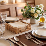 Servilletero de Mesa Tejido, para Organizar Servilletas en Cocina y Comedor, Diseño Decorativo de Estilo Natural, Color Beige, 18 x 18 x 5 cm
