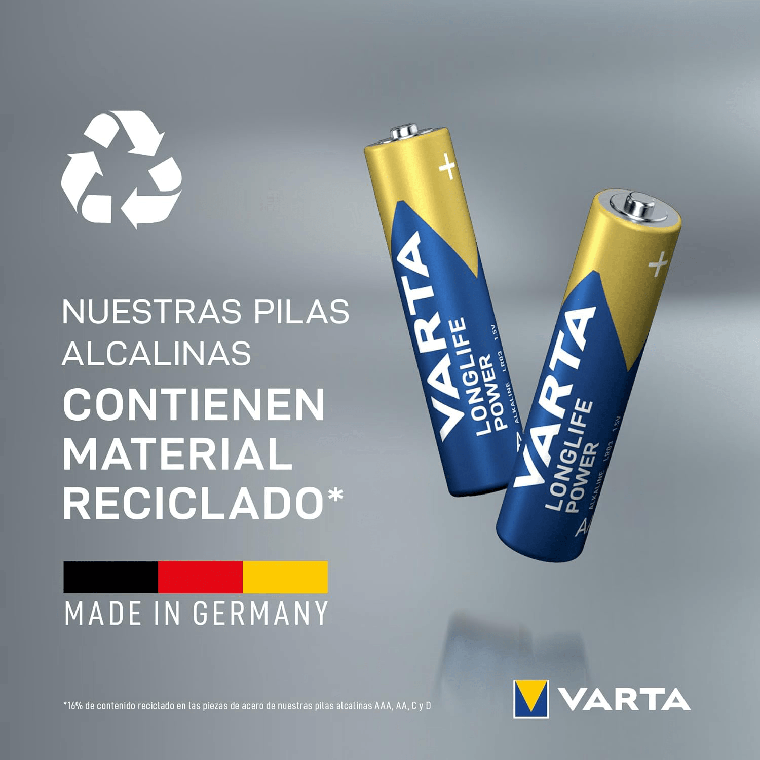Pilas AAA Alcalinas de Alto Rendimiento, VARTA Longlife Power, Ultra Larga Duración, Energía Continua, Ideal para Controles Remotos, Juguetes Electrónicos, Linternas, Lámparas, Relojes, Cámaras y Otros Dispositivos de Uso Diario - VARTA