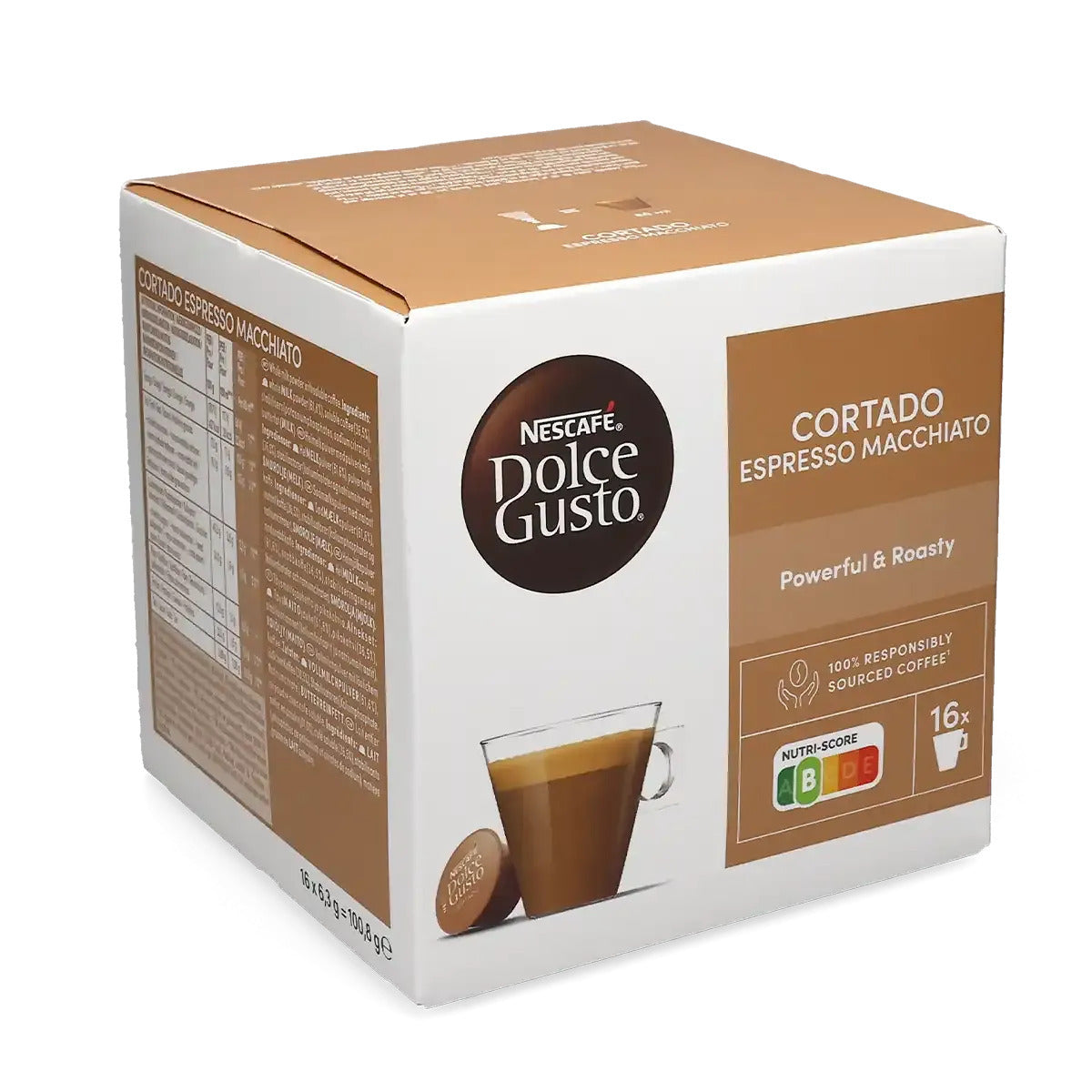 Nescafé Dolce Gusto, Café Cortado Espresso Macchiato, Intensidad 8, 16/48/96 Cápsulas