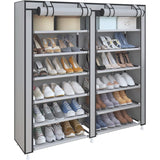 Zapatero Estante de Tela con Cubierta Frontal, Organizador de Zapatos Color Marrón Ideal para Optimizar Espacio