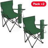 Pack x2 Sillas Plegables Camping con Respaldo y Apoyabrazos para Exterior, Acampada, Pescar y Picnic de 50 x 50 x 80 cm, Resistente y Compacta, Soporta hasta 120kg, Verde