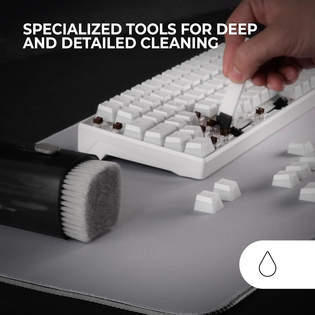 Mars Gaming MA-Kit, Kit de Limpieza Multifunción 21en1, Diseño Compacto y Portátil, Cepillos Suaves y Paño Sin Pelusa, Kit Limpieza Profesional Dispositivos Electrónicos, Extractor de Teclas, Estuche