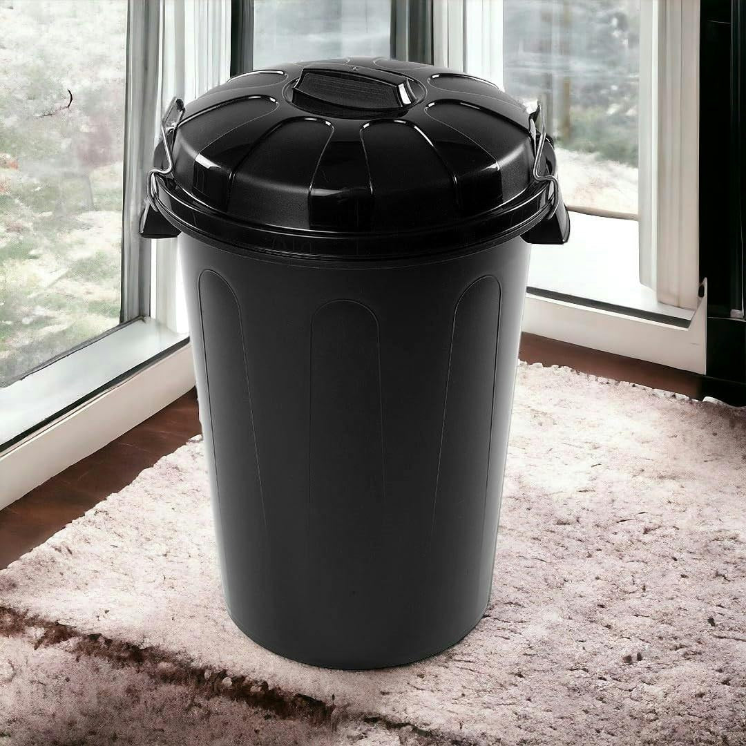 Cubo Basura 100 Litros de capacidad con Tapa. Fabricado en Plastico Resistente, Ideal para Almacenaje de Basura para el Hogar, Oficina o Industria