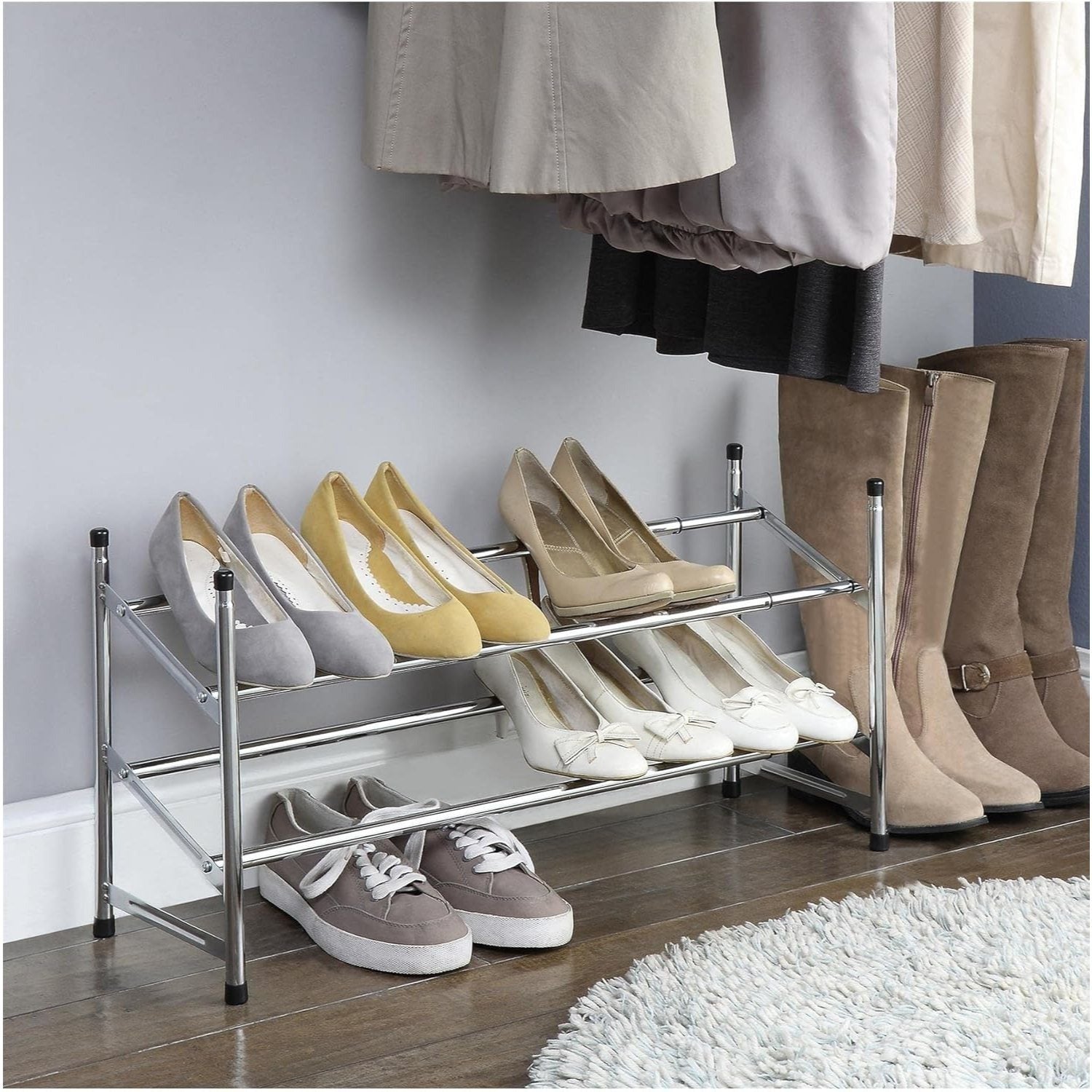 Zapateros Organizador, Zapatero Metal, Diseño Extensible y Apilable, Organizador Zapatos, Zapatero Metálico Ahorra Espacio, Estante para Zapatos ideal para Pasillo, Entrada, Dormitorio, Salón