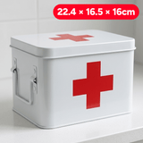Botiquin Metal de Gran Capacidad, Múltiples Compartimentos, Bandeja Desmontable con Cierre, Asas Laterales para Fácil Transporte, 22.4 x 16.5 x 16cm