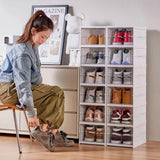 Zapatero Apilable de 6 Niveles para Zapatos, 6 Módulos para Organizar Calzado, Almacenamiento de Plástico a Prueba de Polvo con Tapa para Dormitorio y Sala de Estar, Resistente, Montaje Fácil y Rápido, Medidas Montado: 105 x 34,5 x 25,5 cm
