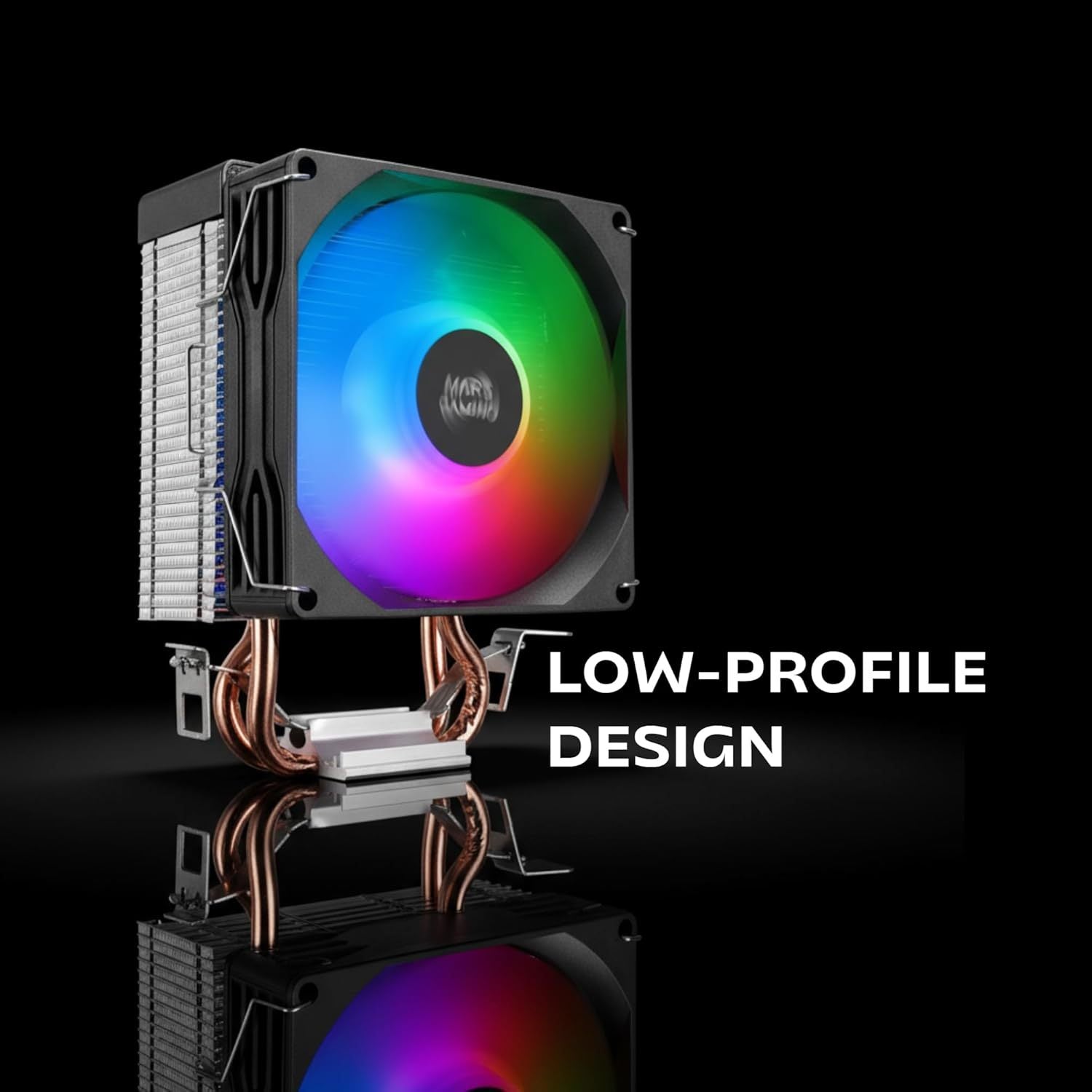 Mars Gaming MCPU-X2, Disipador CPU 150W TDP, 2x Heatpipes, Ventilador PWM FDB, Iluminación FRGB, Diseño Compacto SFF/Mini-ITX, Aletas de Aluminio, Cooler PC con Compatibilidad Intel y AMD, Negro