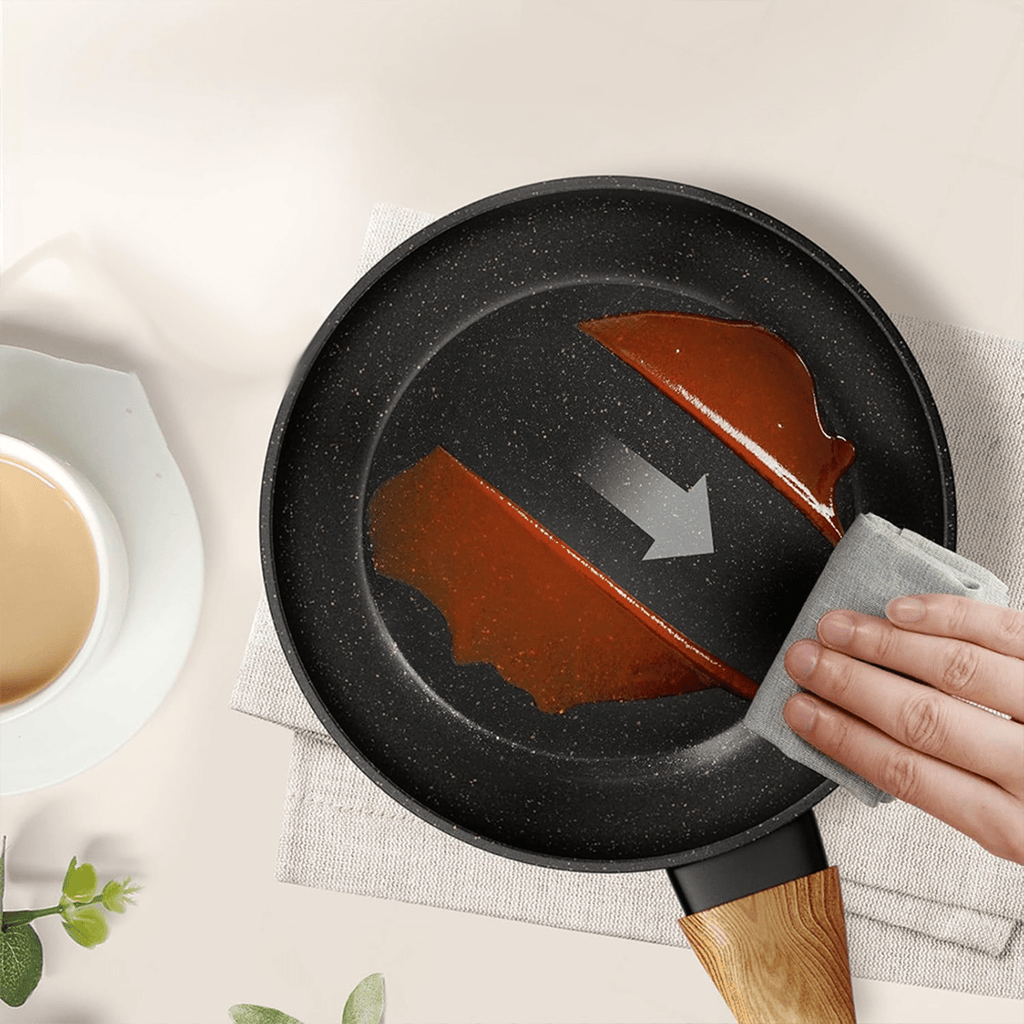 Set 3 Sartenes de Cocina de Aleación de Aluminio Forjado con Revestimiento Cerámico Antiadherente, Tamaños Ø20/24/28 cm, Mangos de Baquelita, Alta Resistencia y Distribución Uniforme del Calor