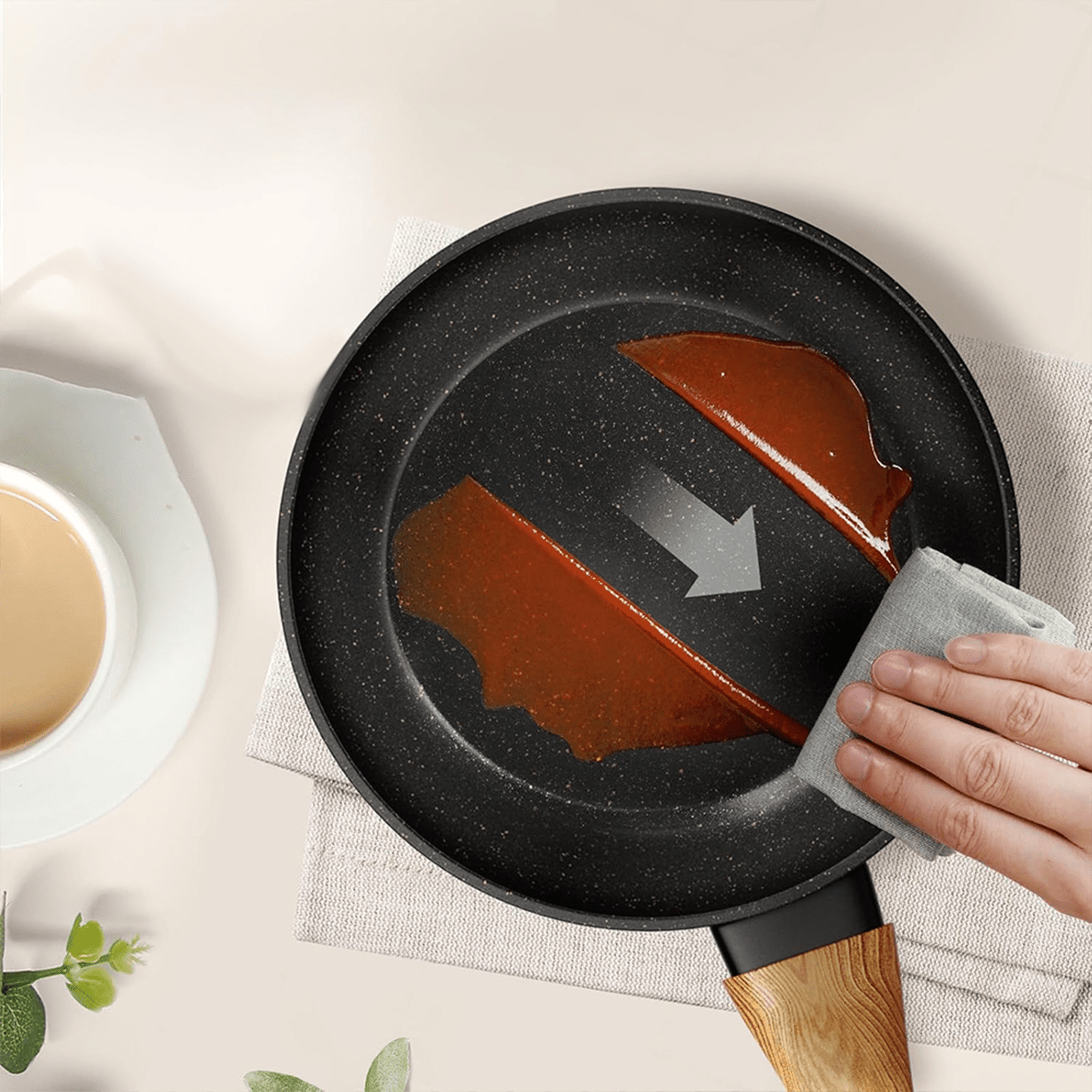 Set 3 Sartenes de Cocina de Aleación de Aluminio Forjado con Revestimiento Cerámico Antiadherente, Tamaños Ø20/24/28 cm, Mangos de Baquelita, Alta Resistencia y Distribución Uniforme del Calor