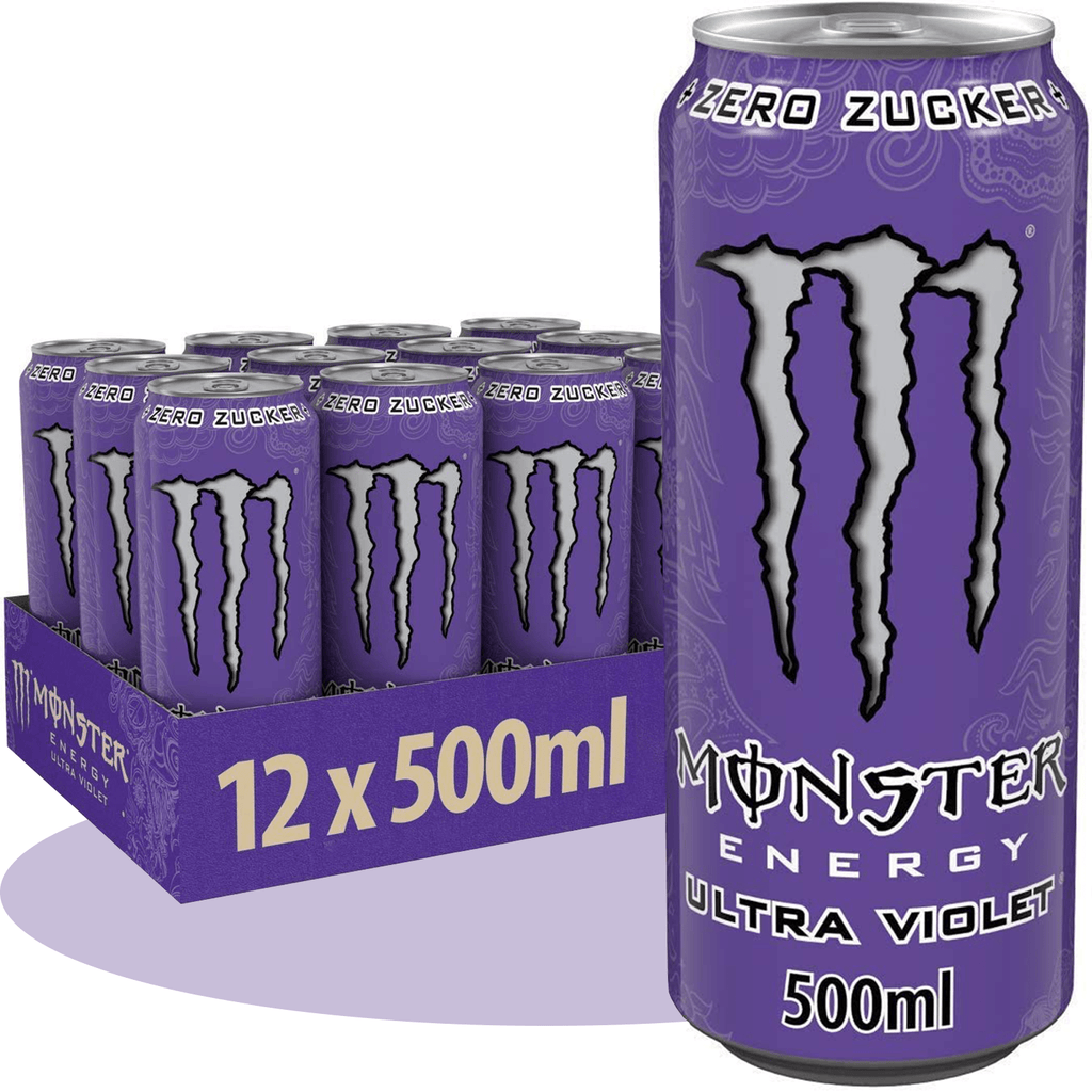 MONSTER ENERGY Ultra Violet Bebida Energética Sabor Uva, Sin Azúcar, 12 Latas de 500ml