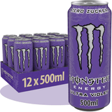 MONSTER ENERGY Ultra Violet Bebida Energética Sabor Uva, Sin Azúcar, 12 Latas de 500ml