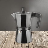 Cafetera Italiana de Aluminio Resistente con Asa de Bakelita Ergonómica y Aislante de Calor, Compatible con Gas, Vitrocerámica e Inducción, Octogonal