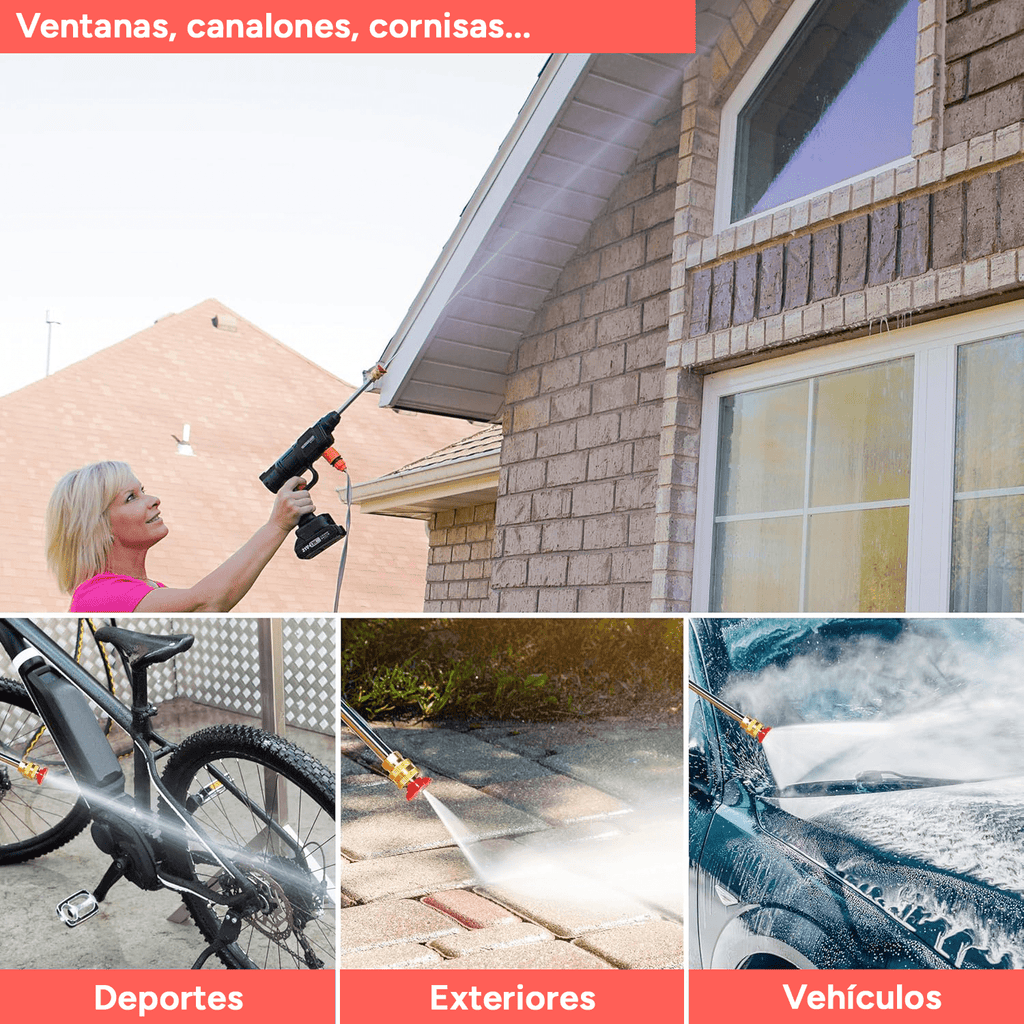 Pistola de Agua a Presión Multifunción con Batería Recargable, Boquilla Ajustable y Filtro Inoxidable, Ideal para Jardinería, Limpieza del Hogar y Lavado de Coches