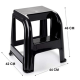 Taburete Escalera Multifuncional 2 Escalones, Resistente y Duradero, Ideal para Hogar y Oficina, Perfecto para Alcanzar Objetos Altos, Negro, 42.2 x 44 x 46 cm