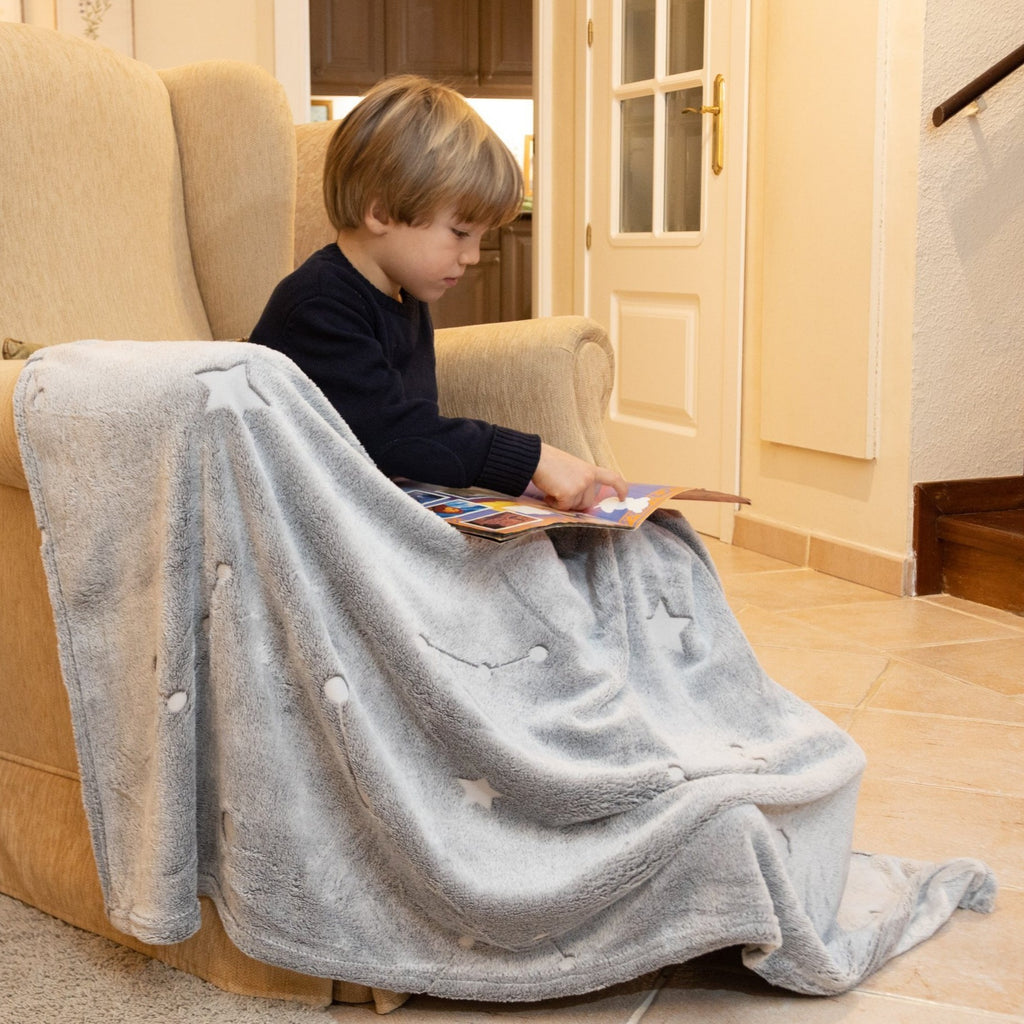 Manta Suave de Invierno Super Suave y Cálida de Poliéster, Manta de Sofá, Manta de Siesta, con Diseño de Constelaciones Ideal para Niños y Niñas, 127 x 152,5 cm