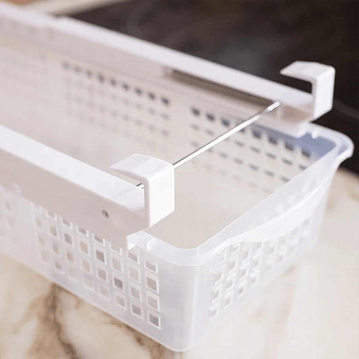 Organizador de Cocina, Organizador Nevera, Organizador de Refrigerador, Contenedor de Almacenamiento, Fácil de Instalar, Pensado para Optimizar y Ahorrar Espacio, Ajustable y Adaptable a Cualquier Estante