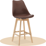 Taburete Alto Cocina con Respaldo, Asiento Blando y Tapizado, Patas Altas Resistentes de Madera de Haya con Reposapiés, Sillas Nórdicas, Ideal para Cocina, Salón, Comedor y Restaurante, 54.5 x 49.5 x 106 cm