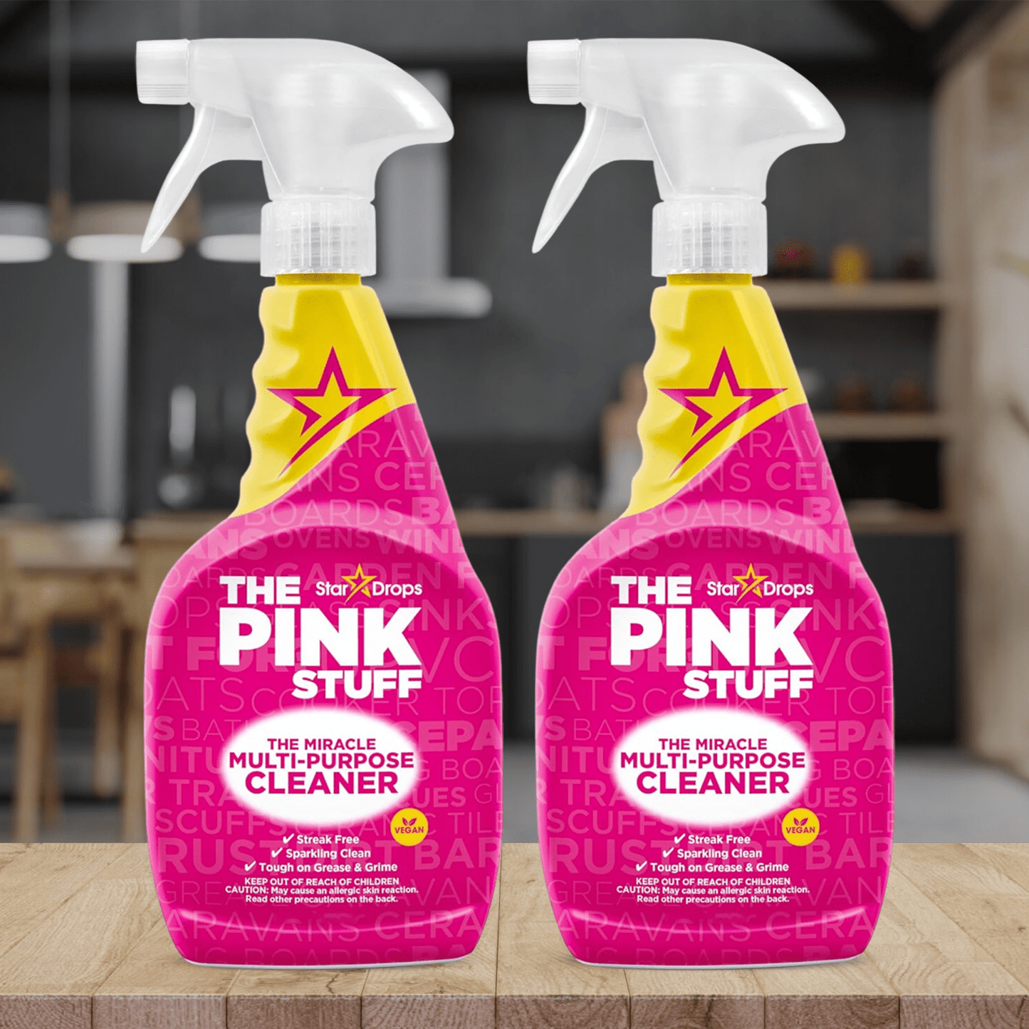 The Pink Stuff Limpieza Hogar Spray Limpiador Multiusos ideal para Eliminar Manchas, Grasa y Suciedad, Eficaz y Concentrado, Fácil Aplicación, 2 Unidades de 850g
