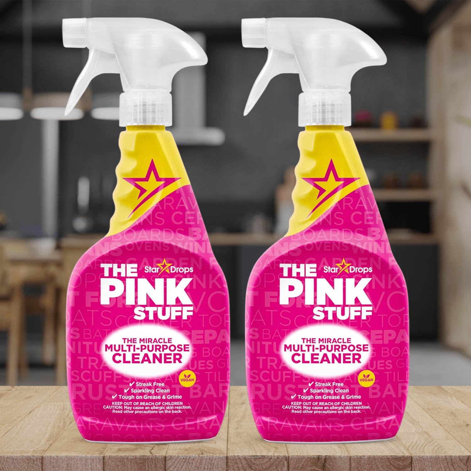The Pink Stuff Limpieza Hogar Spray Limpiador Multiusos ideal para Eliminar Manchas, Grasa y Suciedad, Eficaz y Concentrado, Fácil Aplicación, 2 Unidades de 850g