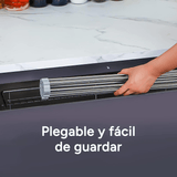 Escurridor de Platos para Fregadero, Escurridor de Platos Enrrollable de Acero Inoxidable, Escurridor Multifuncional sobre Fregadero, Escurridor de Platos Plegable, Colador de Cocina para Frutas y Verdurias, Fácil de Limpiar, Ahorra Espacio, Color Gris