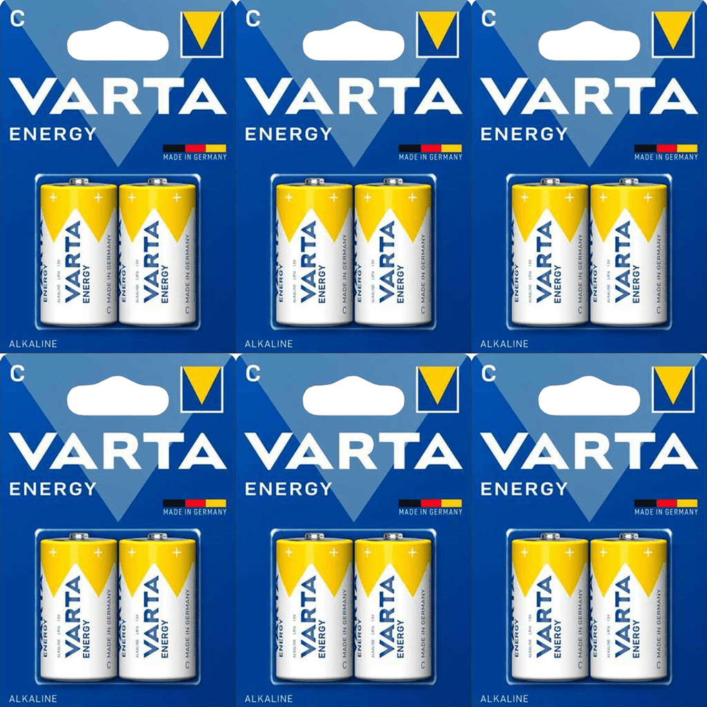 Pilas C Alcalinas de Alto Rendimiento, VARTA Energy, Larga Duración, Energía Continua, Ideal para Juguetes, Linternas Medianas, Radios Portátiles, Equipos de Audio y Otros Dispositivos de Consumo Moderado - VARTA