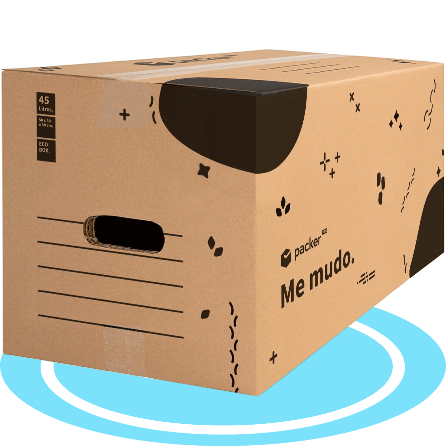 packer PRO Caja Cartón para Mudanzas y Almacenaje Ultra Resistentes con Asas, Cartón Resistente de Máxima Durabilidad, Tamaño Ideal para Mudanzas y Almacenaje de Libros, Objetos y Ropa, Asas Laterales para Manejo Fácil y Seguro