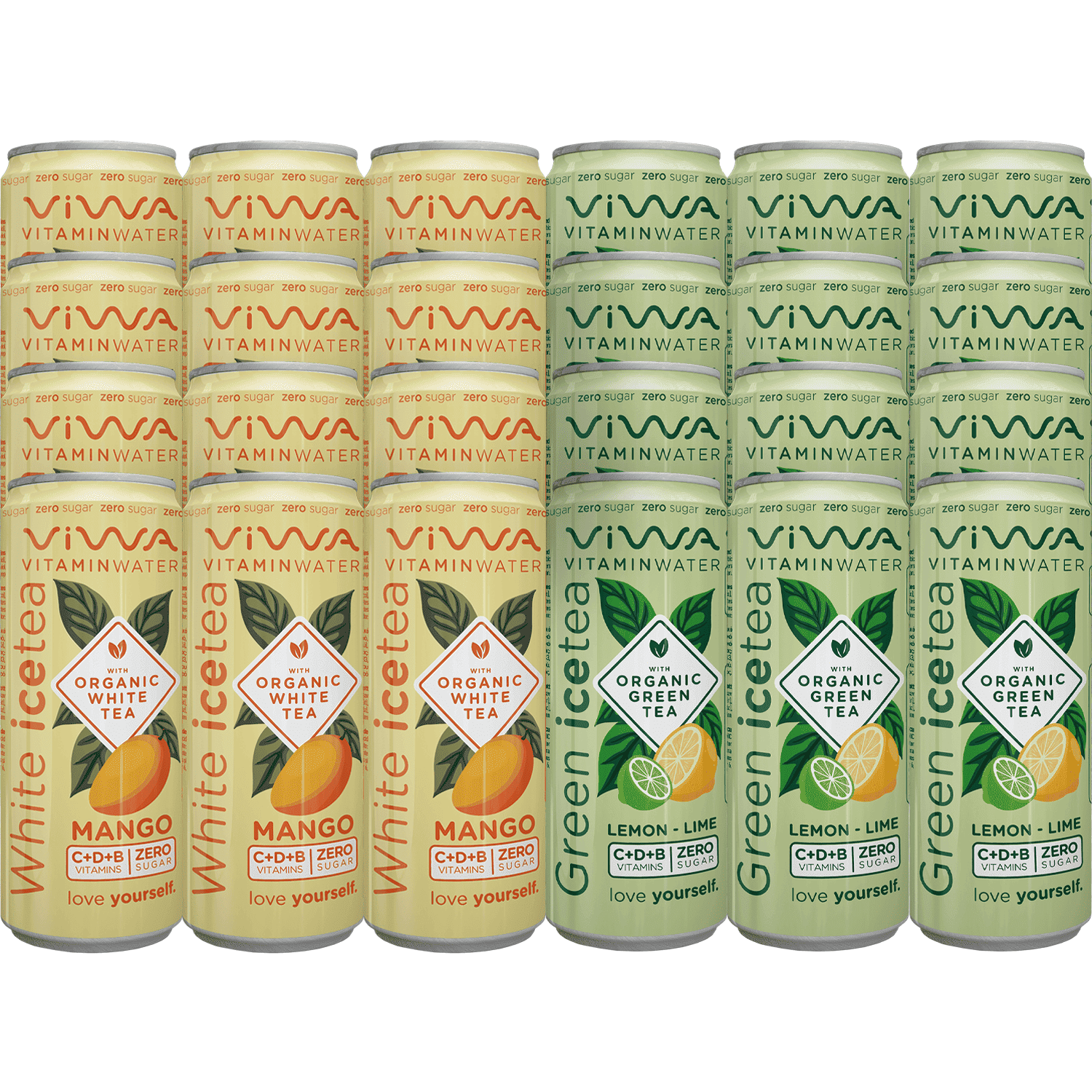 VIWA VitaminWater & Tea, Bebidas Refrescantes con Vitaminas y Minerales, 330ml, Pack de 24
